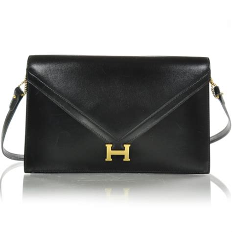 HERMES Box Lydie Clutch Black 21778 .